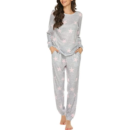 Womens Pajama Set Long Sleeve Sleepwear Star Print Nightwear Soft Pjs Lounge Sets with Pockets
Womens Pajama Set Long Sleeve Sleepwear Star Print Nightwear Soft Pjs Lounge Sets with Pockets