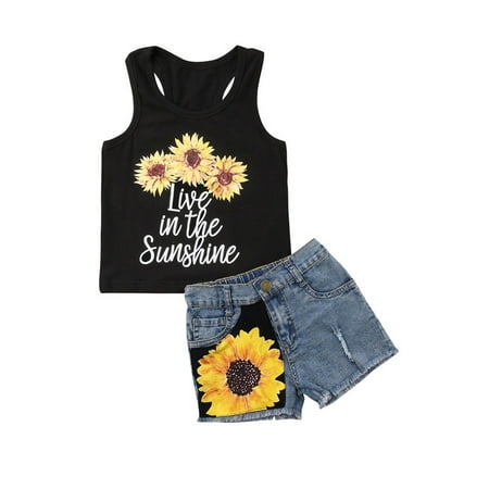 Shuttle tree Toddler Baby Girl Sunflower Outfits Sleeveless Tank Top+Denim Shorts Summer Clothes
Shuttle tree Toddler Baby Girl Sunflower Outfits Sleeveless Tank Top+Denim Shorts Summer Clothes