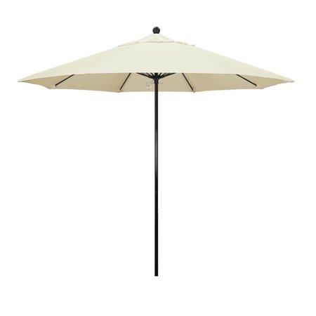 California Umbrella Oceanside Series Patio Market Umbrella in Pacifica with Black Fiberglass Pole Fiberglass Ribs Push Lift
