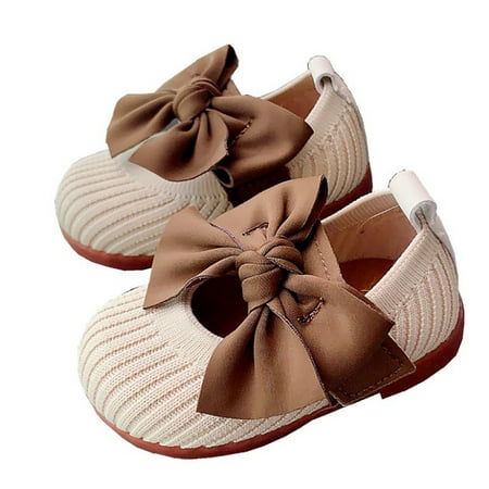 

Maxcozy Infant Baby Girls Mary Jane Shoes Soft Sole Ballet Flats with Bow Princess Dress Wedding Shoes Newborn Crib Shoes First Walkers Shoes Beige