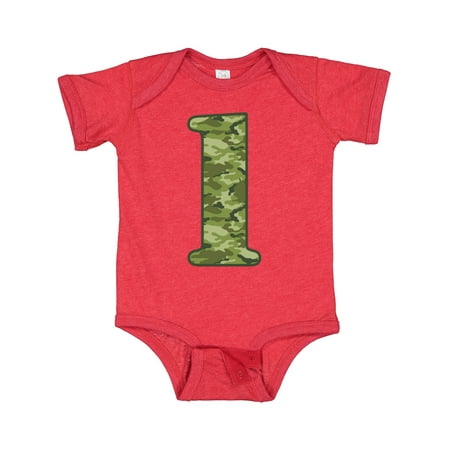 Inktastic Green Camo 1st Birthday Gift Baby Boy Bodysuit