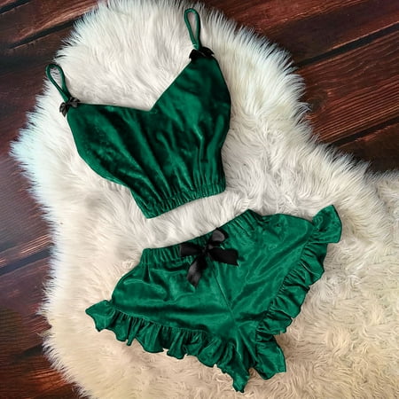 Women V-Neck Velvet Sexy Stain Camisole Pajamas Bowknot Shorts Set Note Please Buy One Or Two Sizes Larger
Women V-Neck Velvet Sexy Stain Camisole Pajamas Bowknot Shorts Set Note Please Buy One Or Two Sizes Larger