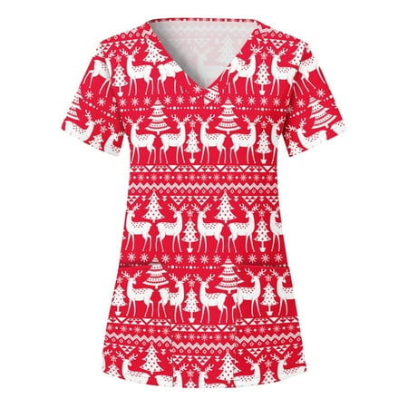 PEONAVET Christmas Costumes for Women Nursing Scrub Tops Christmas Tree Printed Working Uniform Short Sleeve V-Neck Workwear Blouse T-shirt with Pockets Gifts for Women
PEONAVET Christmas Costumes for Women Nursing Scrub Tops Christmas Tree Printed Working Uniform Short Sleeve V-Neck Workwear Blouse T-shirt with Pockets Gifts for Women