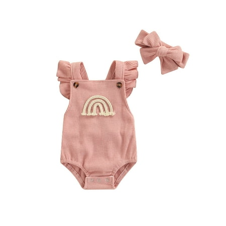 Douhoow Baby Girls Jumpsuits Infant Rainbow Pattern Ruffled Sleeveless Triangle Bodysuit
Douhoow Baby Girls Jumpsuits Infant Rainbow Pattern Ruffled Sleeveless Triangle Bodysuit