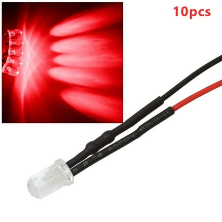10X 5Mm Leds With 25Cm Cable 12 Volt Dc-Led Ready Wired 12 V Cable Wired