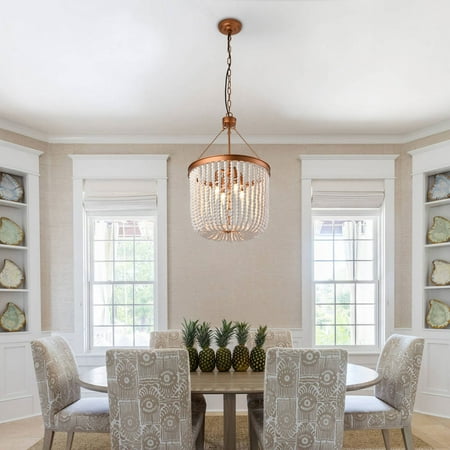 Vintage Bohemian Pendant Light 4-Light Height Adjustable Wood Beaded Hanging Chandelier Ceiling Light Fixture for Indoor Dining Room Living Room Bedroom Gold White
Vintage Bohemian Pendant Light 4-Light Height Adjustable Wood Beaded Hanging Chandelier Ceiling Light Fixture for Indoor Dining Room Living Room Bedroom Gold White