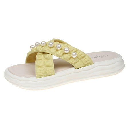 Women Sandals Fashionable New Pattern Simple Pearl Decoration Thick Sole Flat Bottom Comfortable Summer Beach Slippers
Women Sandals Fashionable New Pattern Simple Pearl Decoration Thick Sole Flat Bottom Comfortable Summer Beach Slippers