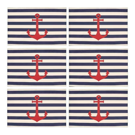 MKHERT Navy Blue Striped Marine Background with Nautical Anchor Placemats Table Mats for Dining Room Kitchen Table Decoration 12x18 inch Set of 6
MKHERT Navy Blue Striped Marine Background with Nautical Anchor Placemats Table Mats for Dining Room Kitchen Table Decoration 12x18 inch Set of 6