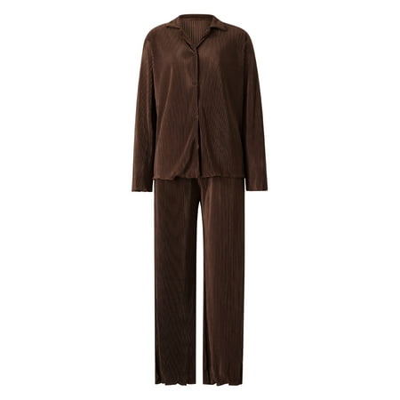 Women s 2 Piece Pajamas Set Long Sleeve Lapel Button Top and Loose Wide Leg Long Pants Outfits
Women s 2 Piece Pajamas Set Long Sleeve Lapel Button Top and Loose Wide Leg Long Pants Outfits