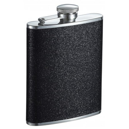 Stardust Black Glitter Liquor Flask - 6 oz