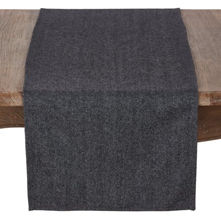 Saro Lifestyle Black Tweed Runner With Wool And Poly Blend
