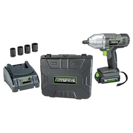 Genesis GLIW20AK 20-Volt Li-Ion Cordless Impact Wrench Kit with Charger Battery Sockets and Storage Case
Genesis GLIW20AK 20-Volt Li-Ion Cordless Impact Wrench Kit with Charger Battery Sockets and Storage Case