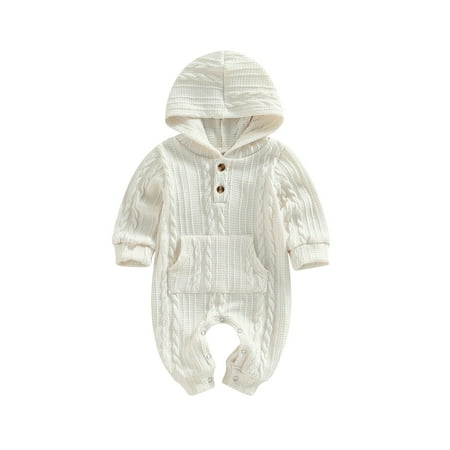 Diconna Newborn Baby Boy Girl Solid Romper Unisex Infants Hooded Outfit Clothes Spring Waffle Cotton Button Jumpsuits White 3-6 Months
Diconna Newborn Baby Boy Girl Solid Romper Unisex Infants Hooded Outfit Clothes Spring Waffle Cotton Button Jumpsuits White 3-6 Months