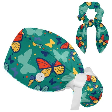 Working Cap with Buttons and Sweatband Scrub Hat Bouffant Caps with Scrunchie Butterfly Tie Back Hats
Working Cap with Buttons and Sweatband Scrub Hat Bouffant Caps with Scrunchie Butterfly Tie Back Hats