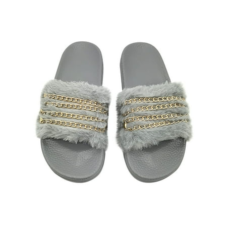 Womens Summer Chain Furry Slippers Casual One-word Multi-Chain Shoes Summer Open Toe Slide Sandals Comfortable Flats Flip-Flops Sandal Casual Platforms Wedge Sandals Dressy Heeled Sandals A1084
Womens Summer Chain Furry Slippers Casual One-word Multi-Chain Shoes Summer Open Toe Slide Sandals Comfortable Flats Flip-Flops Sandal Casual Platforms Wedge Sandals Dressy Heeled Sandals A1084