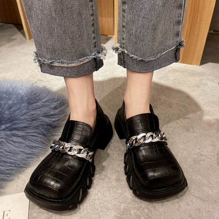 QISIWOLE Women s Fashion Metal Chain Thick Bottom British Style Retro Small Leather Shoes Deals !
QISIWOLE Women s Fashion Metal Chain Thick Bottom British Style Retro Small Leather Shoes Deals !