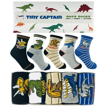 Tiny Captain Boy Dinosaur Socks 4-7 Year Old Boys Crew Cotton Sock Age 5 Gift (Medium Green)
Tiny Captain Boy Dinosaur Socks 4-7 Year Old Boys Crew Cotton Sock Age 5 Gift (Medium Green)