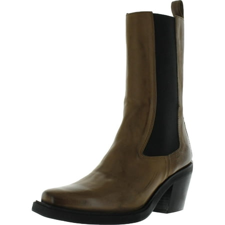 Free People Womens Huntley Leather Slip On Chelsea Boots Brown 38 Medium (B M)