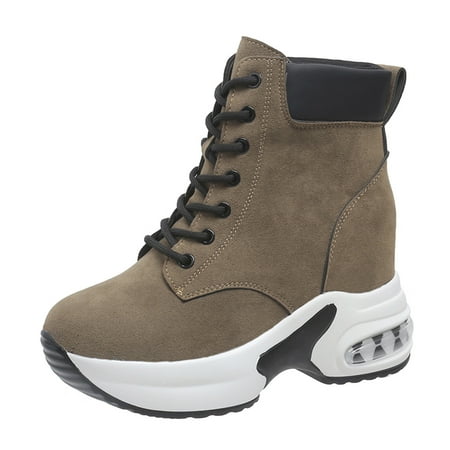 Women Walking Shoes Ladies Fashion Solid Color Suede Round Toe Lac Up Platform Inner Heightening Casual Short Boots Ankle Boots for Women Flock Khaki
Women Walking Shoes Ladies Fashion Solid Color Suede Round Toe Lac Up Platform Inner Heightening Casual Short Boots Ankle Boots for Women Flock Khaki