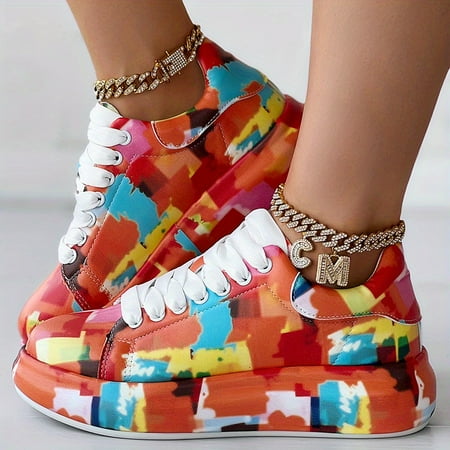 Colorful Platform Sneakers Fashion Lace Up Low Top Sports Shoes Versatile Walking Shoes
Colorful Platform Sneakers Fashion Lace Up Low Top Sports Shoes Versatile Walking Shoes