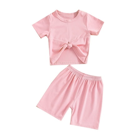 Canrulo Kids Toddler Baby Girls 2Pcs Summer Outfits Ribbed Solid Short Sleeve Knot Front Crop T-Shirts + Shorts Set Pink 3-4 Years
Canrulo Kids Toddler Baby Girls 2Pcs Summer Outfits Ribbed Solid Short Sleeve Knot Front Crop T-Shirts + Shorts Set Pink 3-4 Years