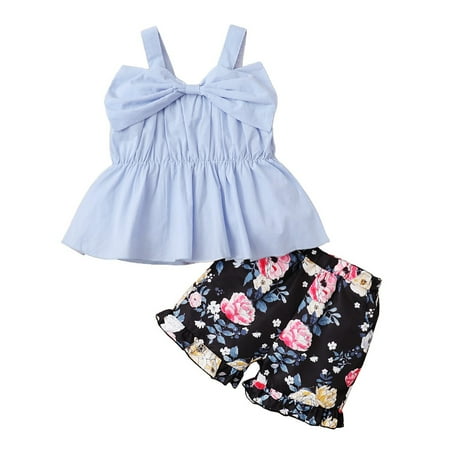 Infant Baby Girls Clothes 18 Months Baby Girls Summer Short Outfit Sets 24 Months Sling Ruffled Layer Tops Elastic Floral Shorts 2PCS Set Blue
Infant Baby Girls Clothes 18 Months Baby Girls Summer Short Outfit Sets 24 Months Sling Ruffled Layer Tops Elastic Floral Shorts 2PCS Set Blue