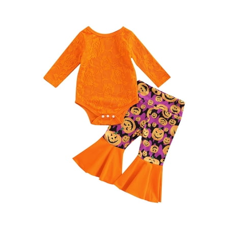 EYIIYE Infant Baby Girls Halloween 2Pcs Set Orange Flower Jacquard Long Sleeve Romper and Bell Bottom Trousers 0-18 Months
EYIIYE Infant Baby Girls Halloween 2Pcs Set Orange Flower Jacquard Long Sleeve Romper and Bell Bottom Trousers 0-18 Months