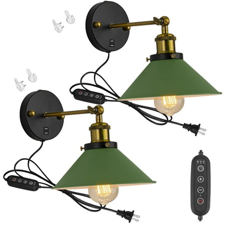 FSLiving Macaron Green Metal Wall Sconce with USB Outlet Dimmable and Adjustable Angle Wall Lamp Lighting Fixture with 5.9ft Plug in Cord Small Nightstand Light for Dresser Bedroom - 2 Pack
FSLiving Macaron Green Metal Wall Sconce with USB Outlet Dimmable and Adjustable Angle Wall Lamp Lighting Fixture with 5.9ft Plug in Cord Small Nightstand Light for Dresser Bedroom - 2 Pack