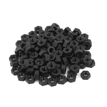100 pcs thread insert lock fixing screw nylon nuts hexagonal black