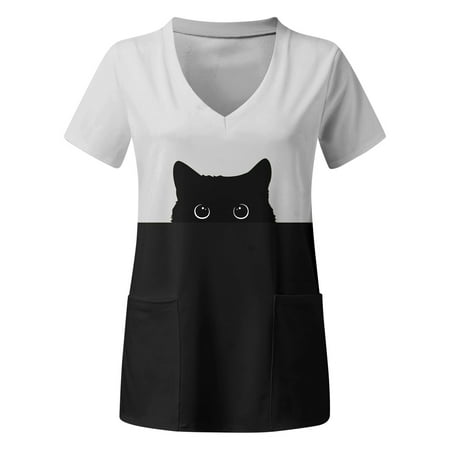 Women Plus Size Top V-Neck Short Sleeve Pockets Printed Scrubs Top Uniform Nurses Clothing Workwear Ladies Clothing
Women Plus Size Top V-Neck Short Sleeve Pockets Printed Scrubs Top Uniform Nurses Clothing Workwear Ladies Clothing