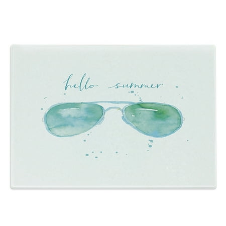 Hello Summer Cutting Board Image of Watercolor Style Sunglasses and Phrase and Speckles Decorative Tempered Glass Cutting and Serving Board Large Size Sky Blue Green by Ambesonne
Hello Summer Cutting Board Image of Watercolor Style Sunglasses and Phrase and Speckles Decorative Tempered Glass Cutting and Serving Board Large Size Sky Blue Green by Ambesonne