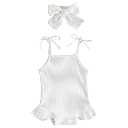 Baby Bodysuit Girls Sleeveless Solid Color Ribbed Ruffles Romper Bodysuits With Headbands Outfits For 0-6 Months
Baby Bodysuit Girls Sleeveless Solid Color Ribbed Ruffles Romper Bodysuits With Headbands Outfits For 0-6 Months
