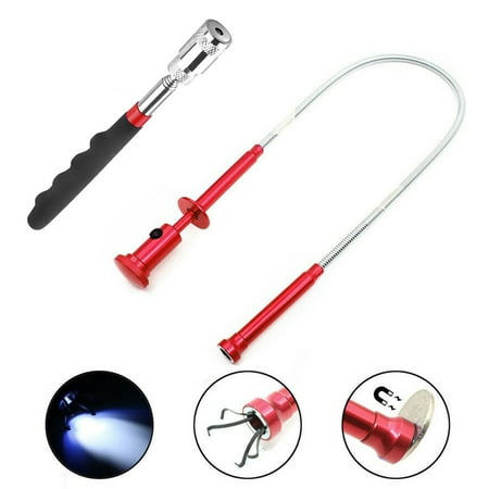 2PCS LED Light Pick Up Tool Grabber Finger Flexible Claw Magnetic Grab Tools