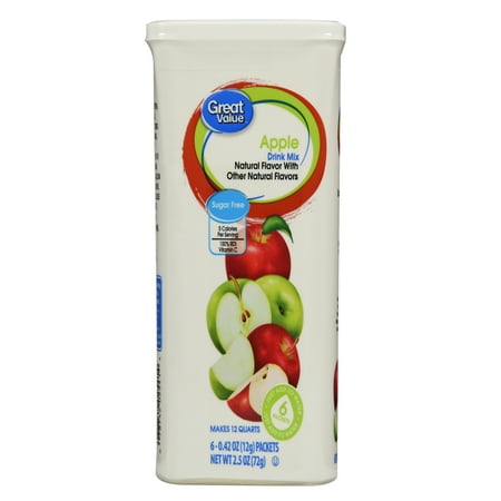 Great Value Sugar-Free Apple Drink Mix, 2.5 Oz., 6 Count