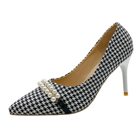 Kmaischai Women S Shoes Fashion Thousand Bird Plaid Single Shoes Pearl Chain Pointed Thin Heel High Heel Casual Shoes Women Casual Shoes Size 10 Women Casual Flat Shoes Size 10 Women S Sandals Wome
Kmaischai Women S Shoes Fashion Thousand Bird Plaid Single Shoes Pearl Chain Pointed Thin Heel High Heel Casual Shoes Women Casual Shoes Size 10 Women Casual Flat Shoes Size 10 Women S Sandals Wome