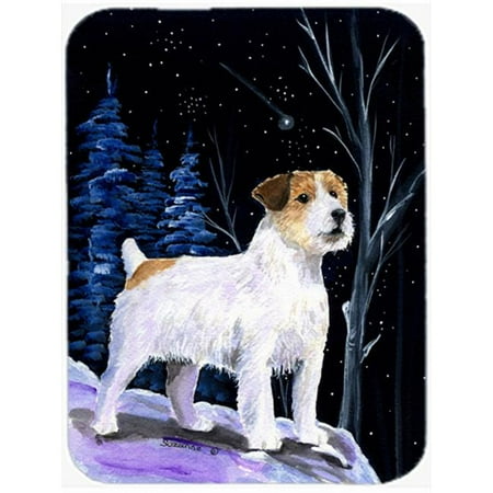 Starry Night Jack Russell Terrier Glass Cutting Board - Large