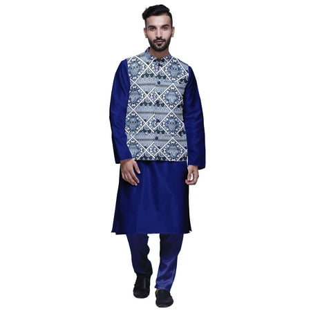 Atasi Traditional Mens Dupion Silk Kurta Pajama Set With Nehru Jacket Men Wear