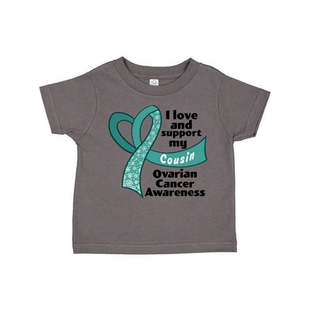Inktastic I Love and Support my Cousin with Teal Ribbon Heart Gift Toddler Boy or Toddler Girl T-Shirt