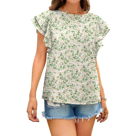 Ruziyoog Women Tops Dressy Casual Women Short Sleeve Tops Round Neck Printed Casual Shirts Ruffles Blouse Green M
Ruziyoog Women Tops Dressy Casual Women Short Sleeve Tops Round Neck Printed Casual Shirts Ruffles Blouse Green M