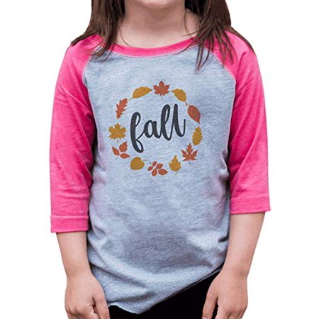 7 ate 9 Apparel Girl s Fall Leaves Raglan Pink