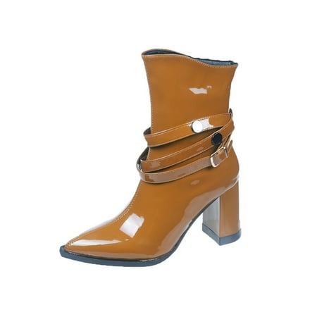GENILU Womens Casual Block Heels Boot Chunky Heel Dress Boots Formal Strap Buckle Shoes Brown 5
GENILU Womens Casual Block Heels Boot Chunky Heel Dress Boots Formal Strap Buckle Shoes Brown 5