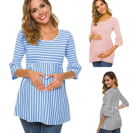 Tejiojio Maternity/Labor/Nursing Clothing Clearance Summer Round Neck 3/4 Sleeve Stripe Print Maternity Large Size Long T-shirt Top
Tejiojio Maternity/Labor/Nursing Clothing Clearance Summer Round Neck 3/4 Sleeve Stripe Print Maternity Large Size Long T-shirt Top