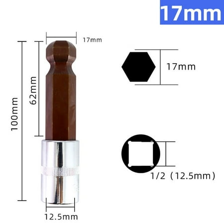 100mm H4-H17 Ball Head 12.7mm Drive Hexagon Wrench Socket Screwdriver Bit
100mm H4-H17 Ball Head 12.7mm Drive Hexagon Wrench Socket Screwdriver Bit
