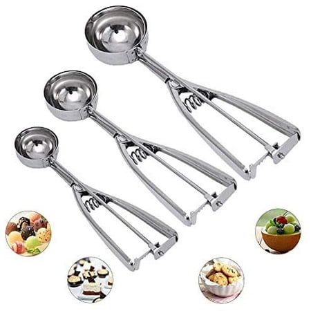 

Cookie Scoop Set Ice Cream Scoops Set of 3 with Trigger 18/8 Stainless Steel Cookie Scoops for Baking Include Large-Medium-Small Scoops for Cookie Ice Cream Cupcake Muffin Meatball