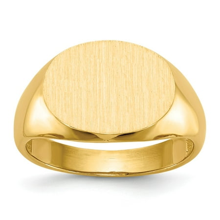 14k Yellow Gold Engravable Men's Signet Ring (12.3mm x 15.8mm face)