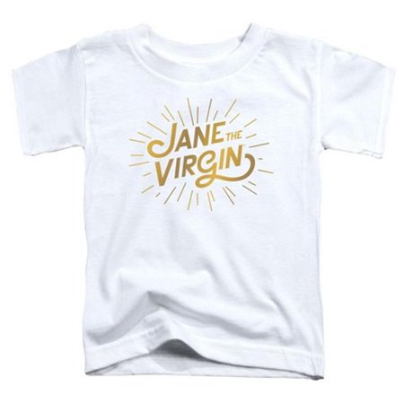 Trevco Jane The Virgin-Golden Logo - Short Sleeve Toddler Tee - White- Large 4T