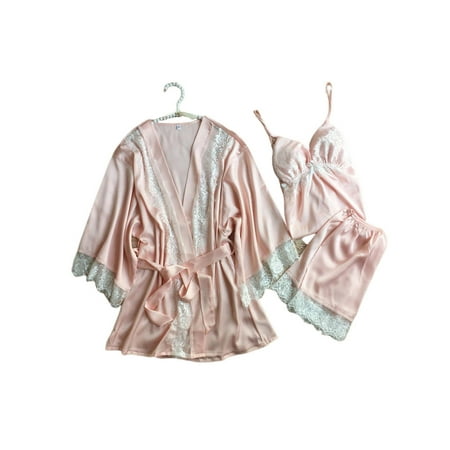 SPIRITUALLC 3Pcs Women Nightwear Set Satin Silk Lace Babydoll Short Kimono Coat Sleepwear Outfit Slip Mini Dress Gown Lingerie
SPIRITUALLC 3Pcs Women Nightwear Set Satin Silk Lace Babydoll Short Kimono Coat Sleepwear Outfit Slip Mini Dress Gown Lingerie