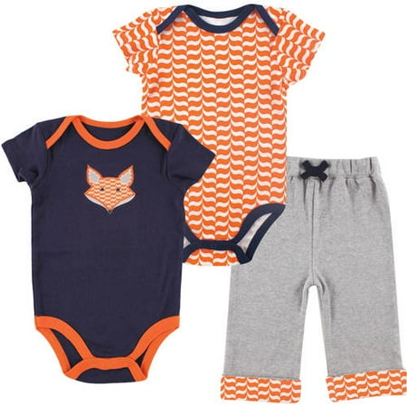 Yoga Sprout Newborn Baby Boys 2 Bodysuits & Pant - Fox