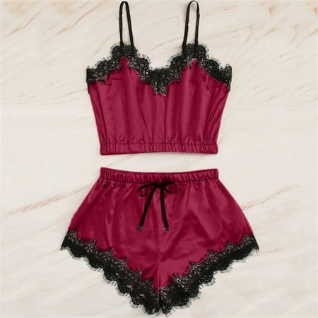 Cuoff Women Sleepwear Sleeveless Strap Nightwear Lace Trim Satin Cami Top Pajama Sets
Cuoff Women Sleepwear Sleeveless Strap Nightwear Lace Trim Satin Cami Top Pajama Sets