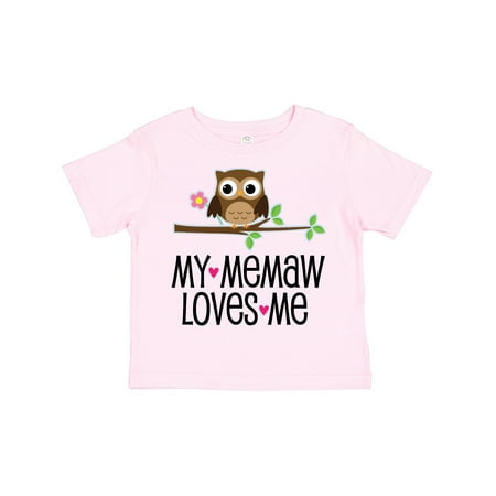 Inktastic My Memaw Loves Me Girl Owl Gift Toddler Toddler Girl T-Shirt